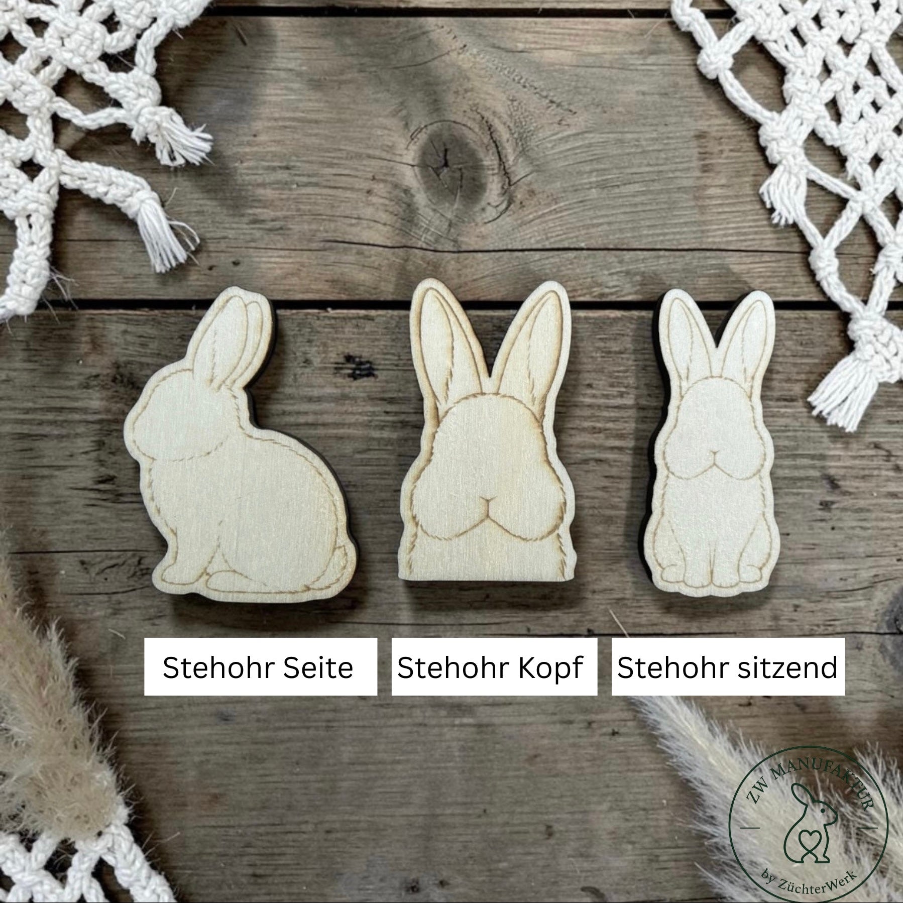 Kaninchen Deko aus Holz - Kontur